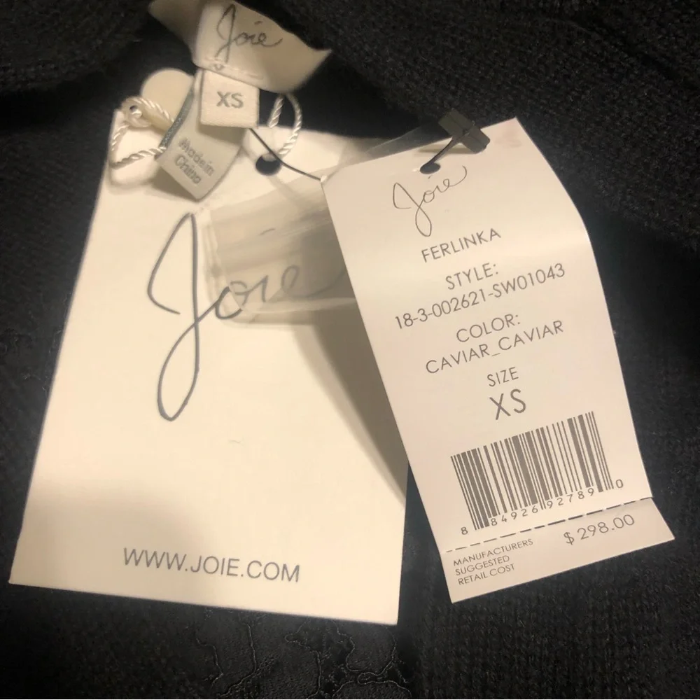 NWT $298 Joie Ferlinka Lace Insert Wrap Sweater Cardigan in Caviar - size XS!